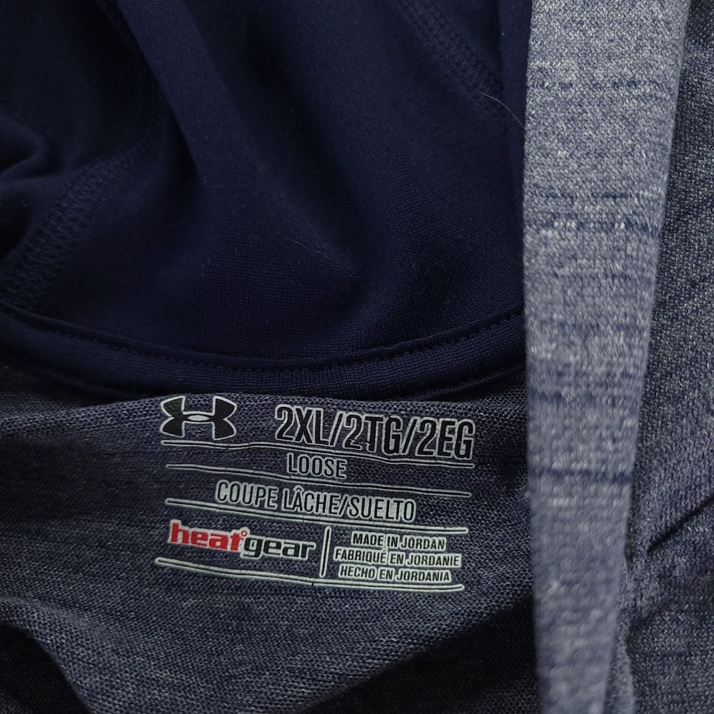Under Armour Hoodie Mens 2XL Gray Blue HeatGear Loose Fit Lightweight Pullover - Picture 4 of 9